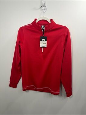 Footjoy Junior boys 1/4 zip red pullover size medium.NWT